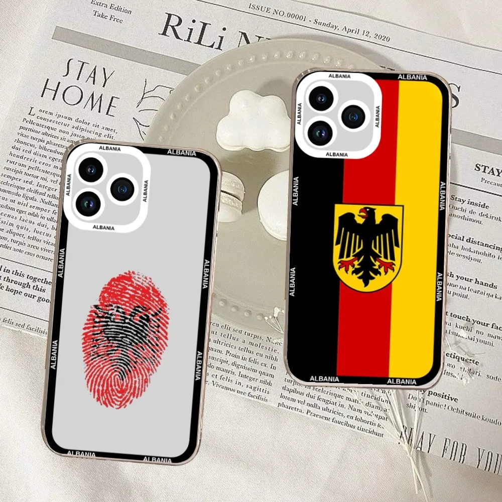 Funda de teléfono con bandera de Albania, carcasa transparente para iPhone 11 12 Mini 13 14 15 Pro Max