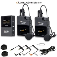 Comica BoomX-D2 - Sistema de micrófono inalámbrico para cámaras, videocámaras, teléfonos inteligentes, computadoras portátiles, micrófono de solapa inalámbrico compacto con grabación de doble canal, reducción de ruido,