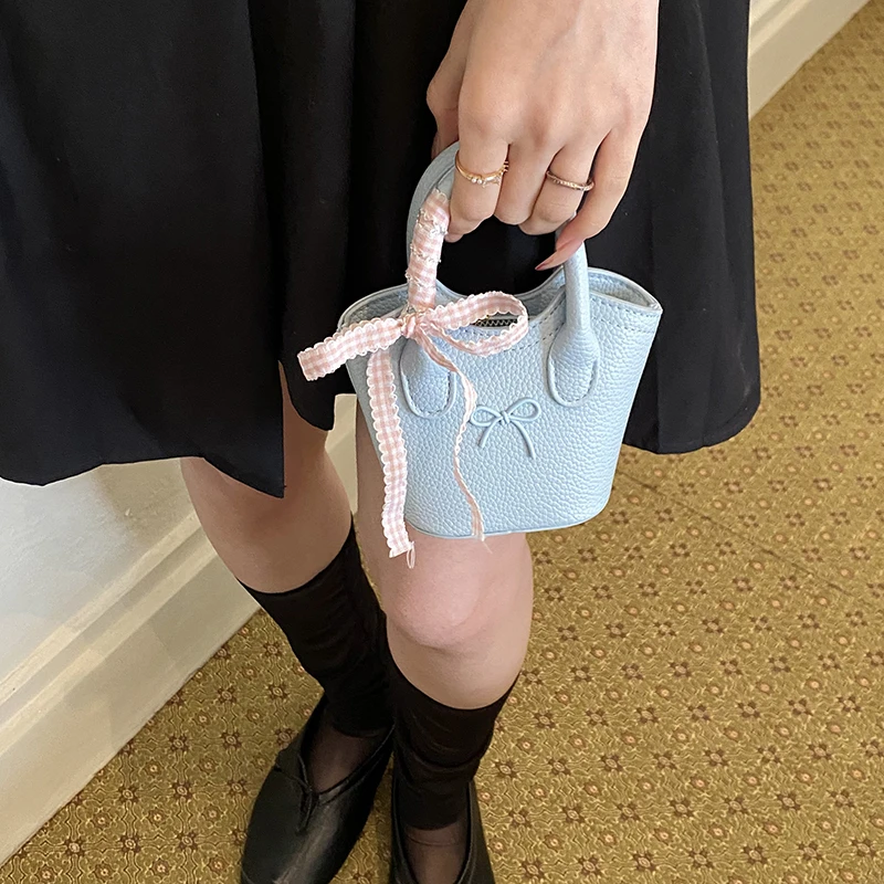 Super Mini Crossbody Coin Purse Lipstick Bag Key Pack Bow Accessories Fashion Handbag Trend Clutch Versatile Bucket Shoulder Bag - view 5