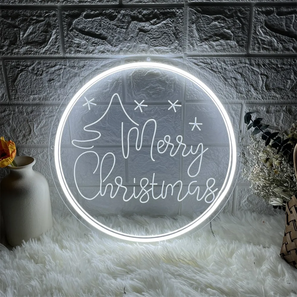 Carving Vrolijk Kerstfeest Room Decor Neon Sign Led Licht Kerst Decoratie 2023 Voor Thuis Bar Club Vakantie Xmas Party Muur decor