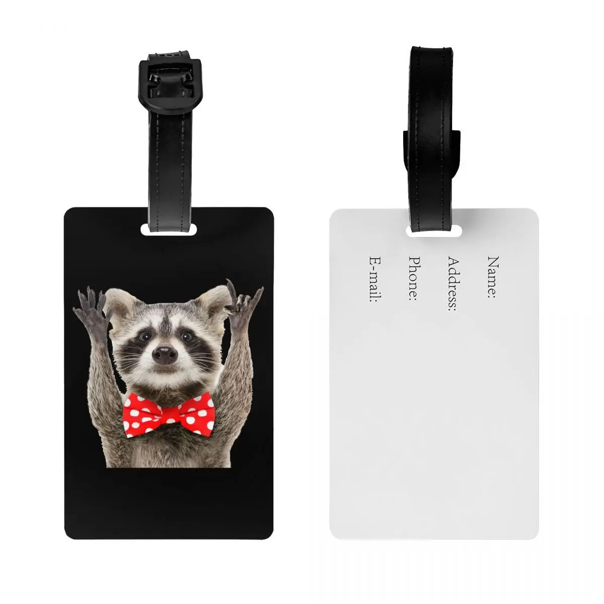 Custom Funny Raccoon Luggage Tag Travel Bag Suitcase Privacy Cover ID Label