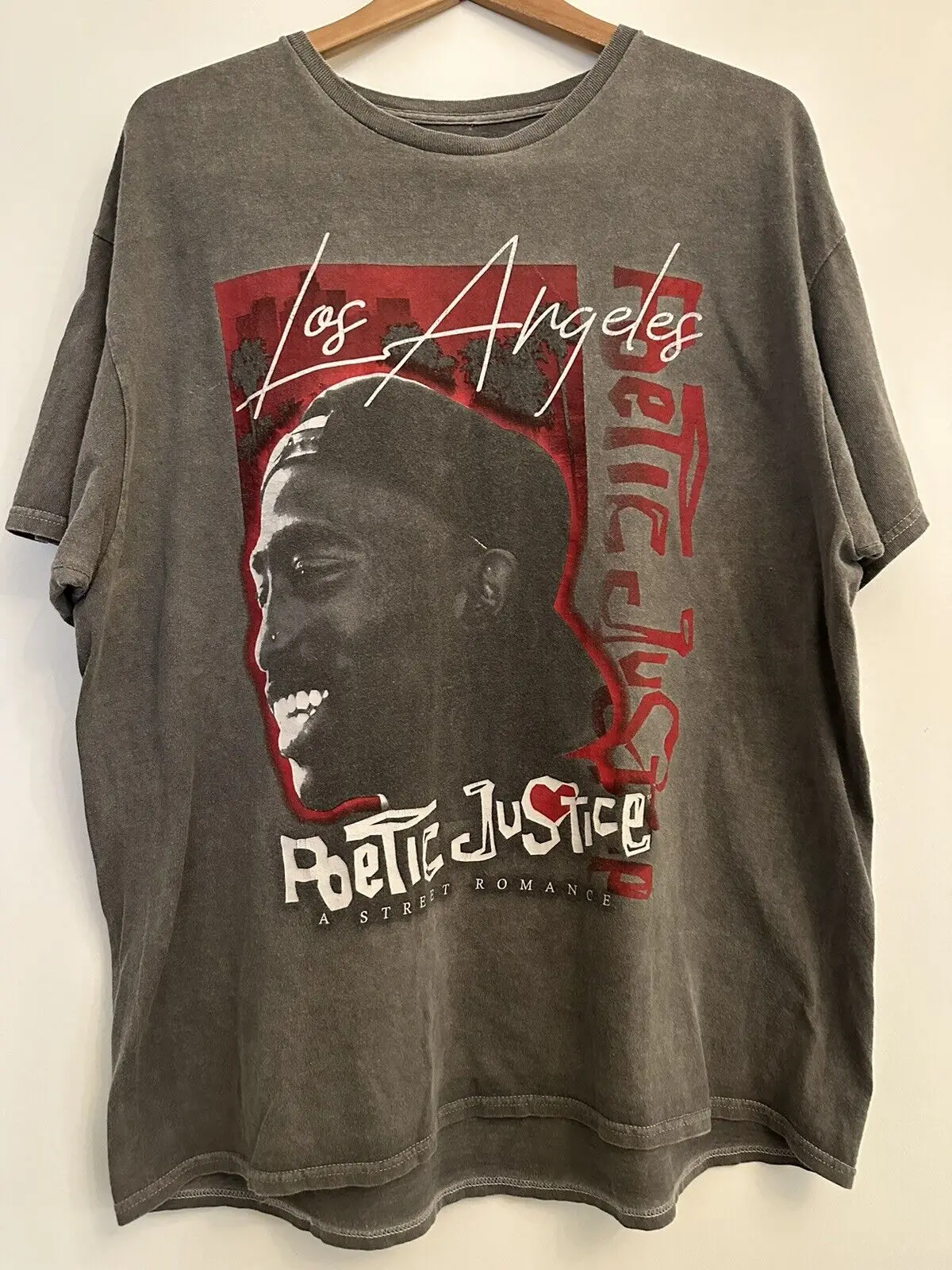 Vintage Poetic Justice Movie T Shirt. Gray Size XL. 2 Pac.