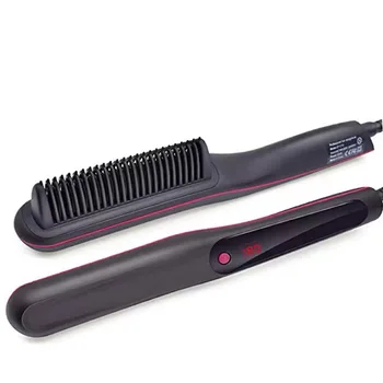 Image New 2024 hot professional beard straightener brush anion hair straightener Electric straightener comb