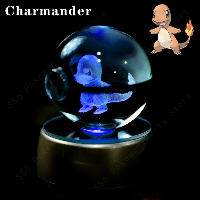 Pokemon Kristallen Bol 3D Pikachu Mewtwo Gengar Pokébal 3D Nachtlampje Glazen Beeldje Pokemon Kristallen Bol Kinderverjaardagscadeau