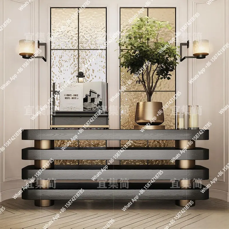 Light luxury high-end entrance platform Italian entrance corridor end view platform aisle decoration strip case storage