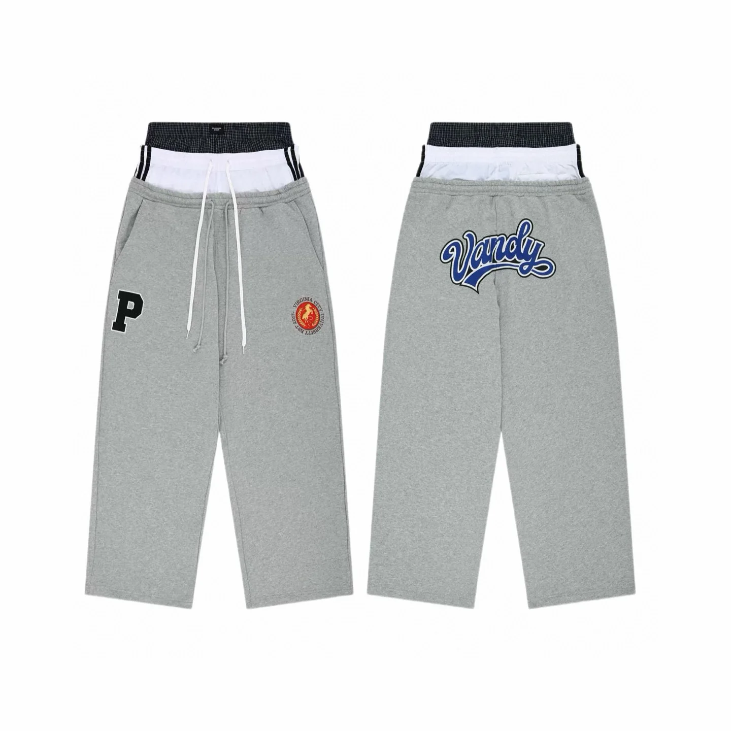Protocol index combined with three waist Vandythepink collaboration style horse emblem patchwork three waist sweatpants