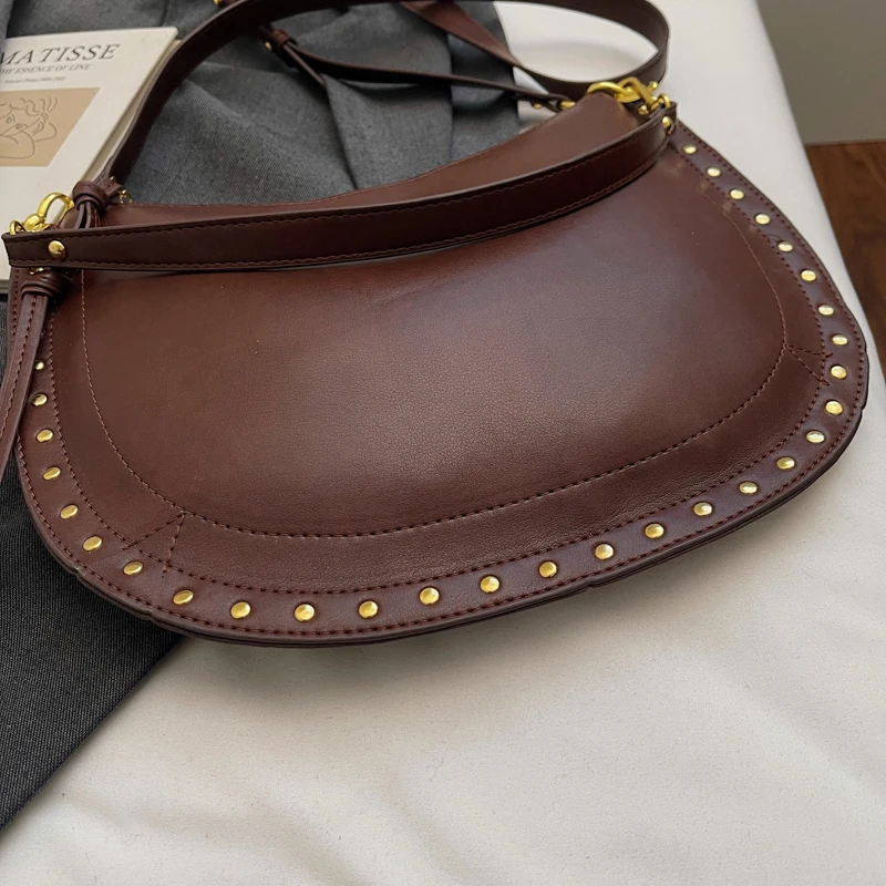 Vsper Retro Studded Underarm Shoulder Hobo Bags For Women PU Leather Pure Color Rivets Decor Luxury Designer Cross Body Bag 2026