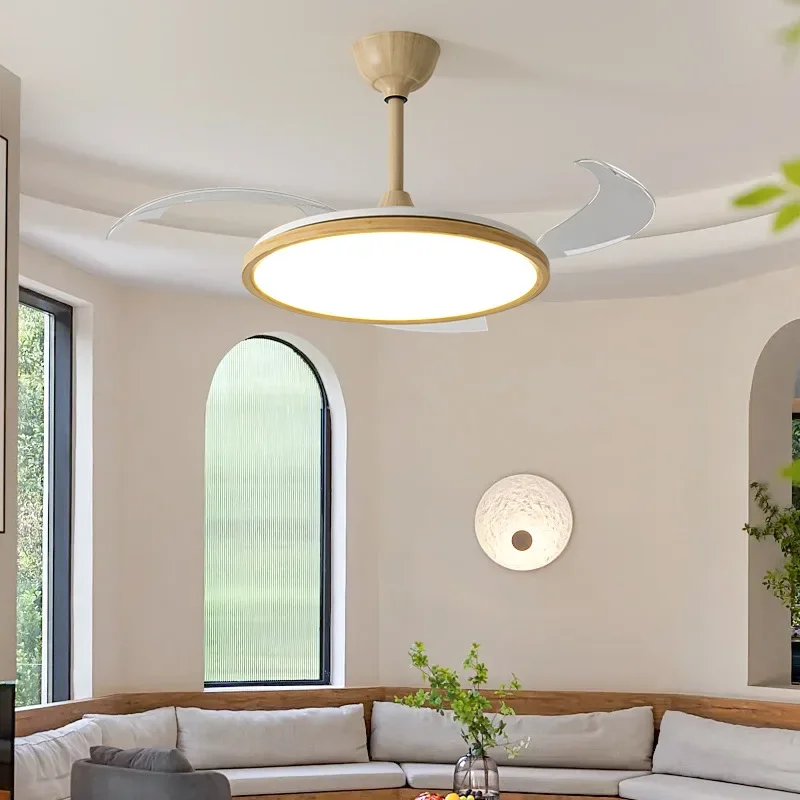 Household integrated ceiling fan light living room bedroom dining room study new log simple