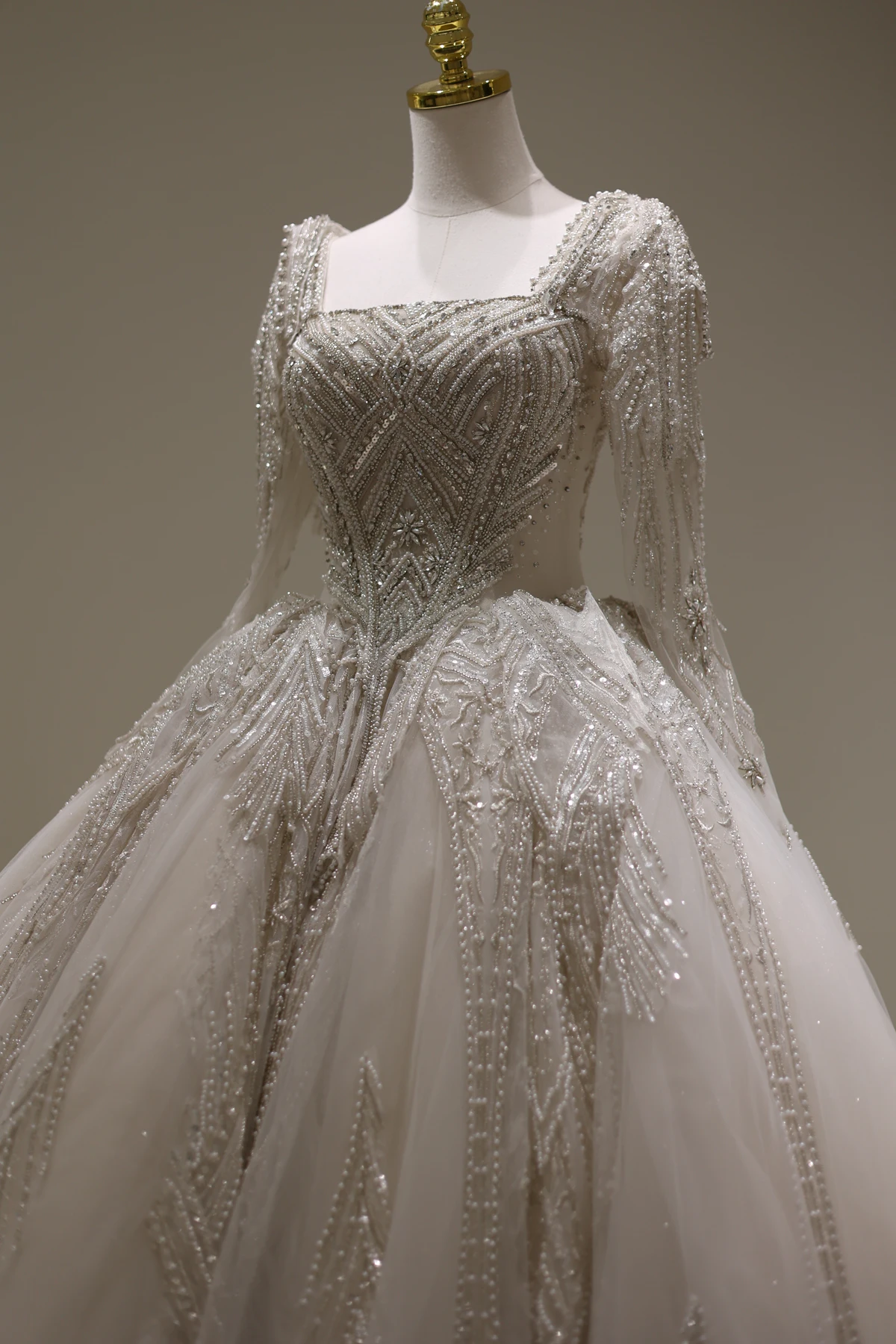 Sharon Said Saudi Arabië Luxe Baljurk Trouwjurk 100% Echte Foto Vierkante Hals Moslim Bruid Jurken RS006 Aangepaste