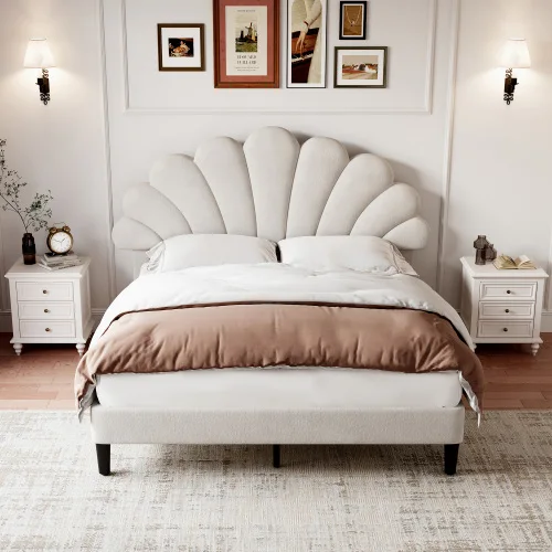 Modern Pink Single Twin Upholstered Wooden Bed for Girls Soft Style Bed Frame for Home or Hotel King or Double Size Available