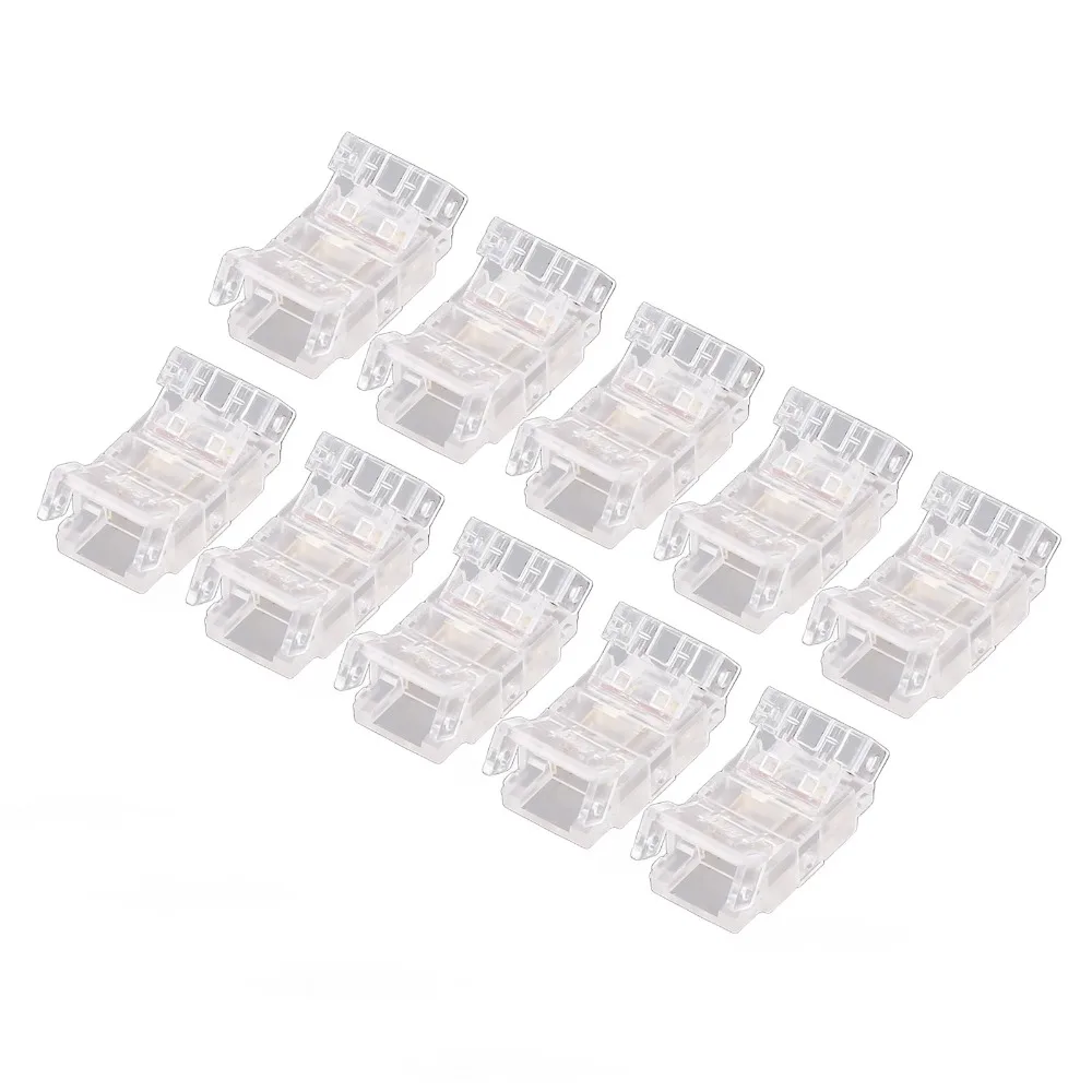 10pcs Easy 2Pin LED Strip Connector 8mm Transparent COB LED Strip Connector LED Adapter Connector For Office