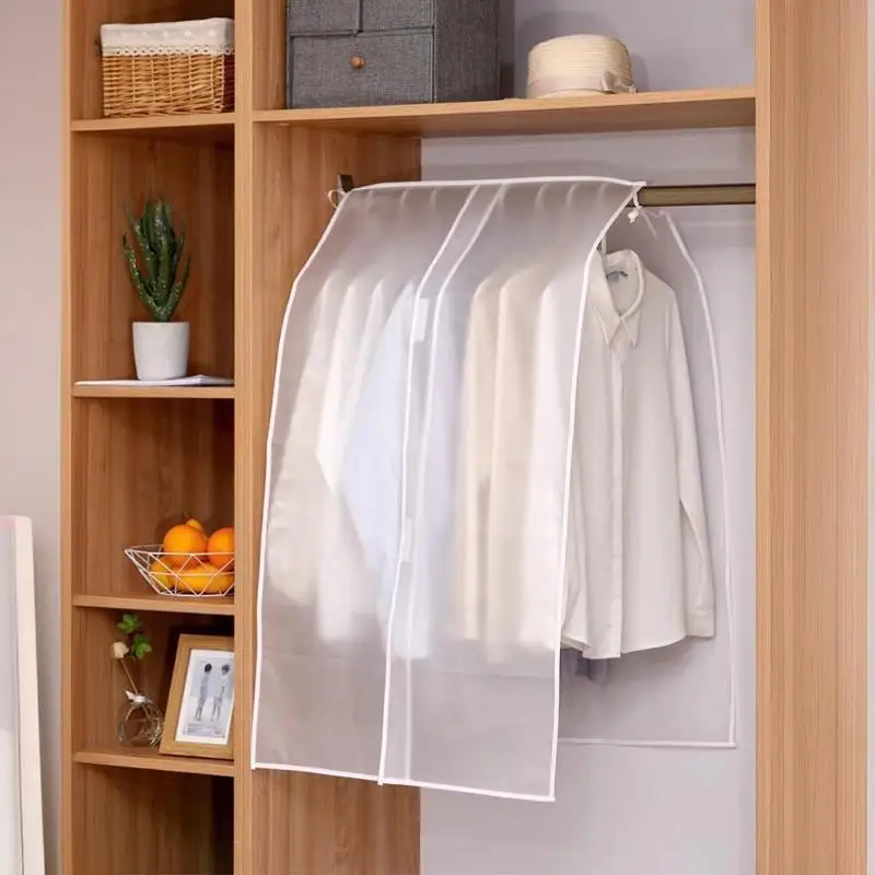 Translucent Garment Bag Waterproof Dustproof Hanging Clothes Organizer Suits Dresses Wardrobe Storage Supplies
