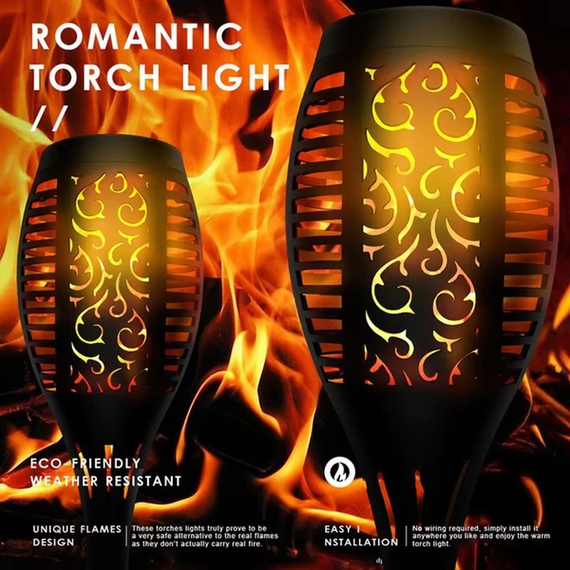 1/2/4Pack 96LED Solar Lights Flame Flickering Torch Outdoor Waterproof Garden Decoration Lawn Path Yard Patio Floor Night Lamp