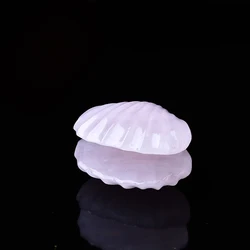 1PC 100% Natural Quartz Carved Shell Fengshui Statue Clear Quartz Pink Crystal Figurine Crafts Home Desktop Decor DIY Gift