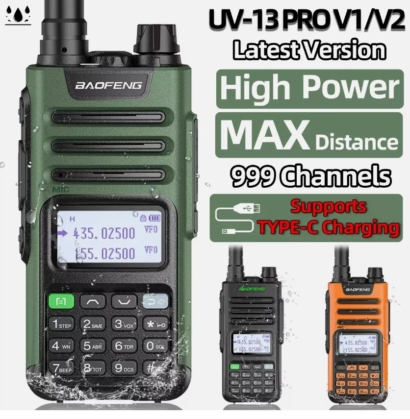 Baofeng UV-13 Pro V1 V2 Hochleistungs-Dualband-Walkie-Talkie Typ C 16 km T