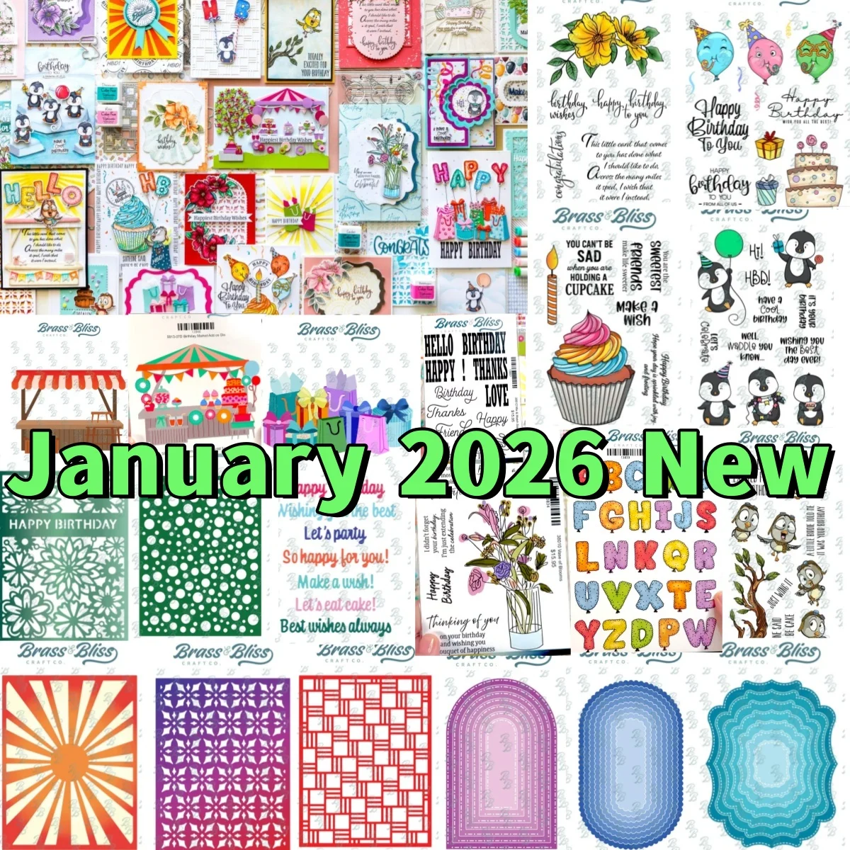 

January 2026 New Party Balloons Sweet Wishes Birthday Farmers Market Stand Metal Cutting Dies Clear Stamps For DIY Scrapbook