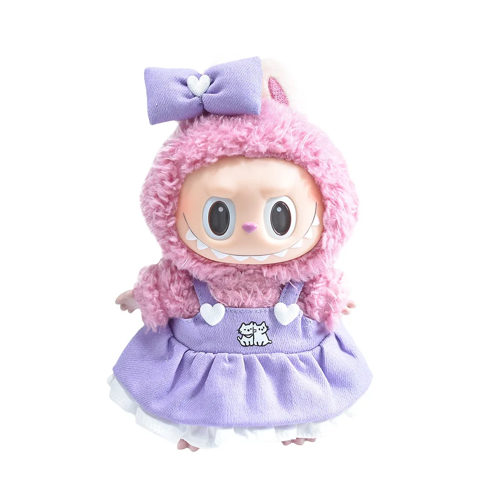 Zestaw ubranek dla lalki Labubu 15/17 cm, spódniczka jeansowa, akcesoria do przebierania lalek, zabawki na przyjęcie, Boże Narodzenie, urodziny, prezent.