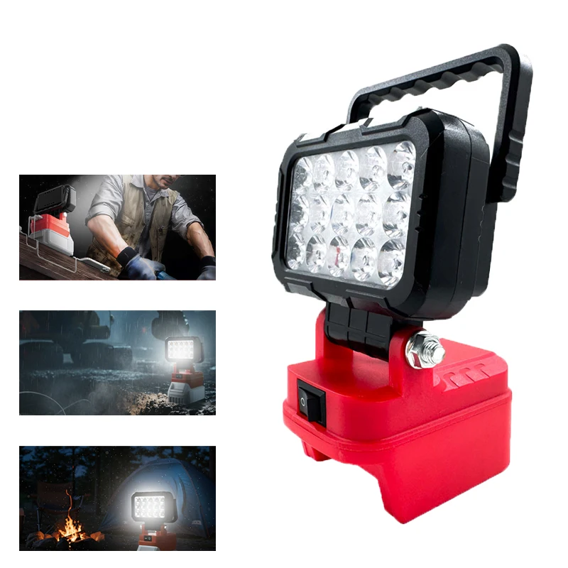 

LED Work Light Compatible for Milwaukee 18V Battery Cordless with 2 USB Charging Port Portable Home Light Accessory Flashlight