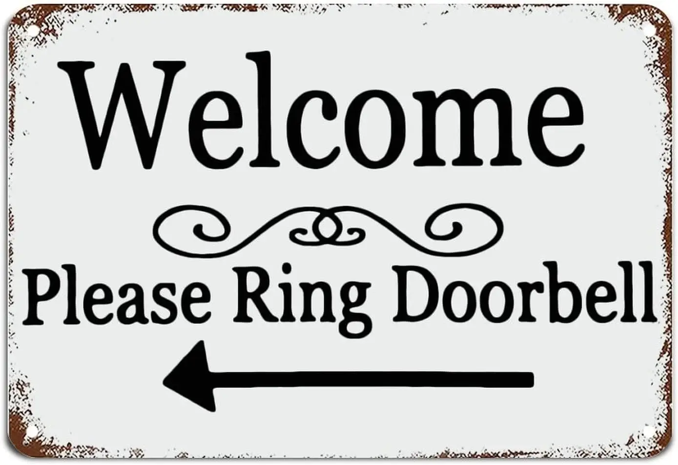 Welcome Sign Please Ring Doorbell Arrow Signs with Quotes Metal Sign Motivational Wall Art Rustic Wall Decorations for Livi sign