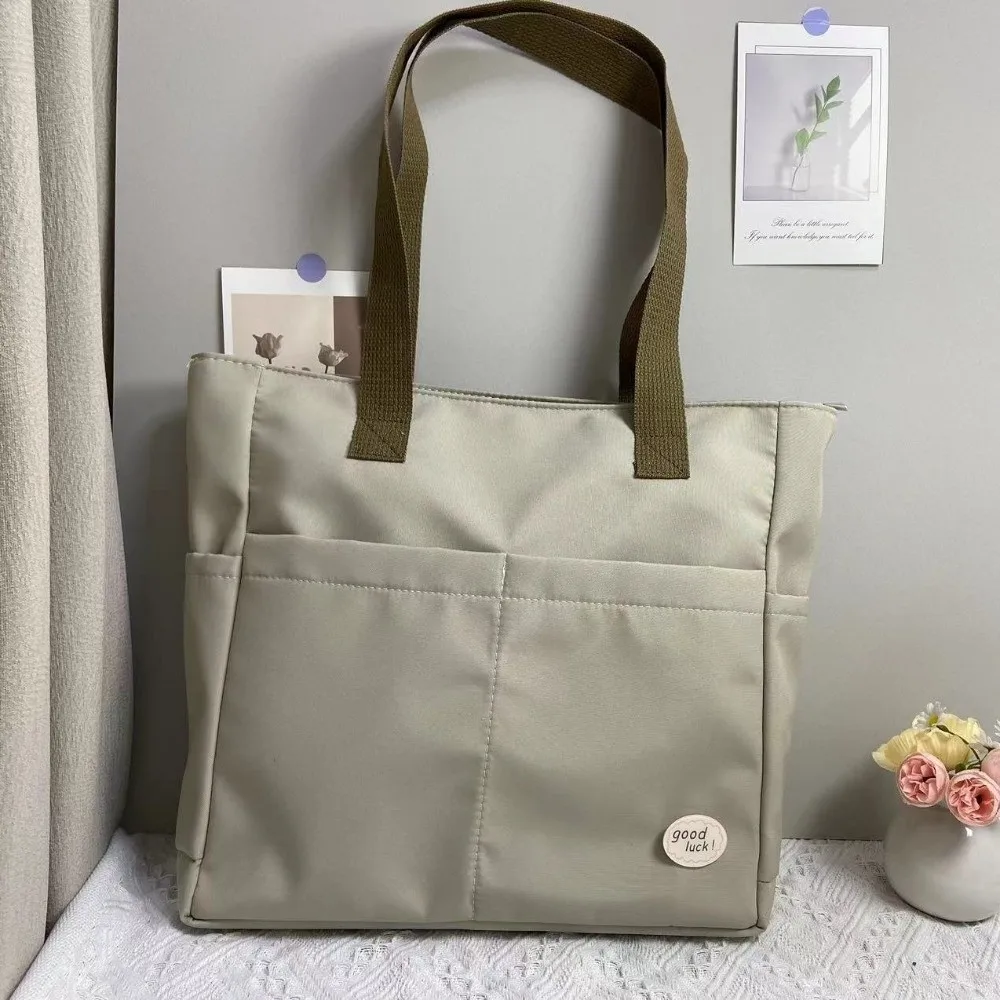 

Fashionable Oxford Cloth Student Shoulder Bag Multi Layered Zipper Tote Bag Large Capacity Portable Handbag Leisure