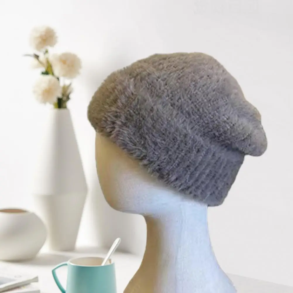 Stylish Winter Headwear for Women Trendy Women's Winter Hats Soft Plush Knitted Piled Hat High Elastic Solid Color for Autumn