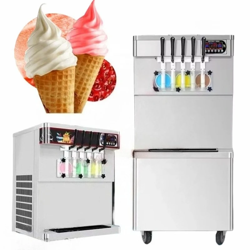 

5 Mixed Flavors Soft Serve Ice Cream Machine Frozen Yogurt Ice Cream Making Machine Tabletop Sundae Ice Cream Maker