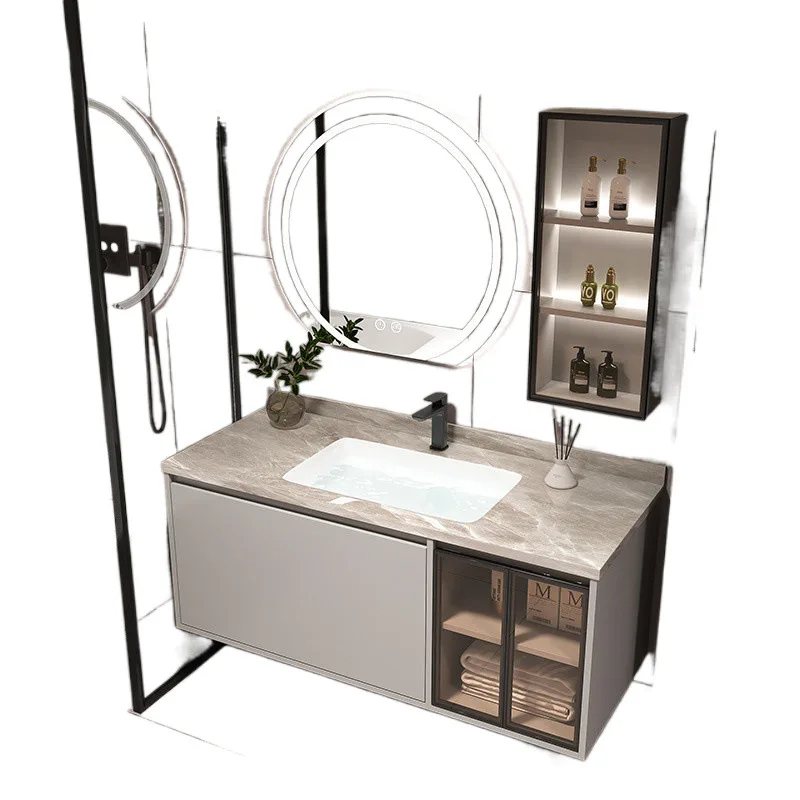 

Rock slab seamless splicing bathroom cabinet ceramic