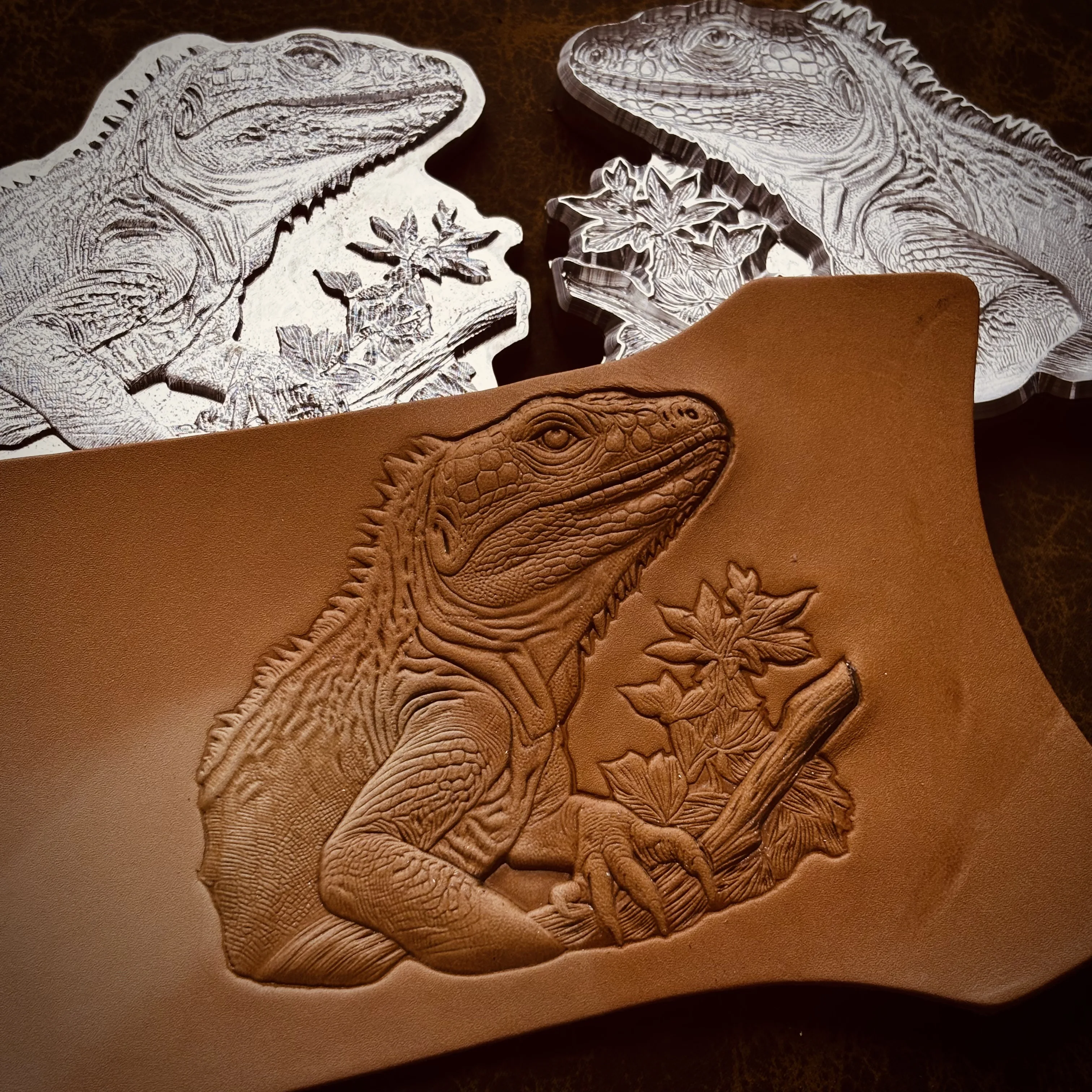 3D Lizard Pattern Leather Stamping Mold Embossing Stamps Leathercraft Tool Carving Pressing Molds Logo Metal Stamp