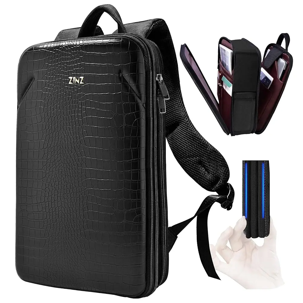 

Free ShippingProtective Laptop Backpack, Expandable Computer Bag Rucksack with Hard Leather Cover & 3 Compartments for 15 15.6 1
