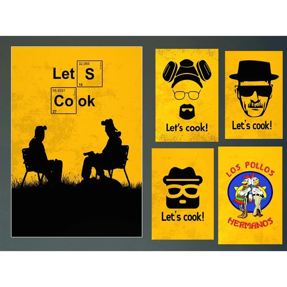 Hot Classic Crime TV Breaking Bad Game Posters Canvas Painting Lets Cook Prints Wall Art Pictures Gifts Modern Living Room Decor