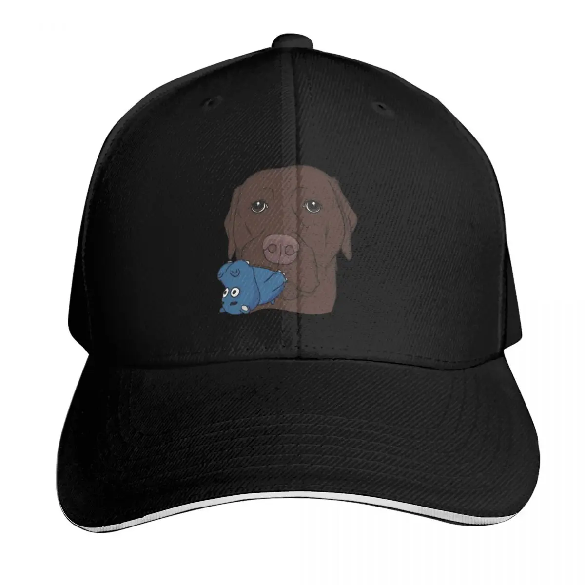 Chocolate Lab with Hippo Toy Baseball Cap Vintage Retro Embroidered Lightweight Packable Gift for Him Her