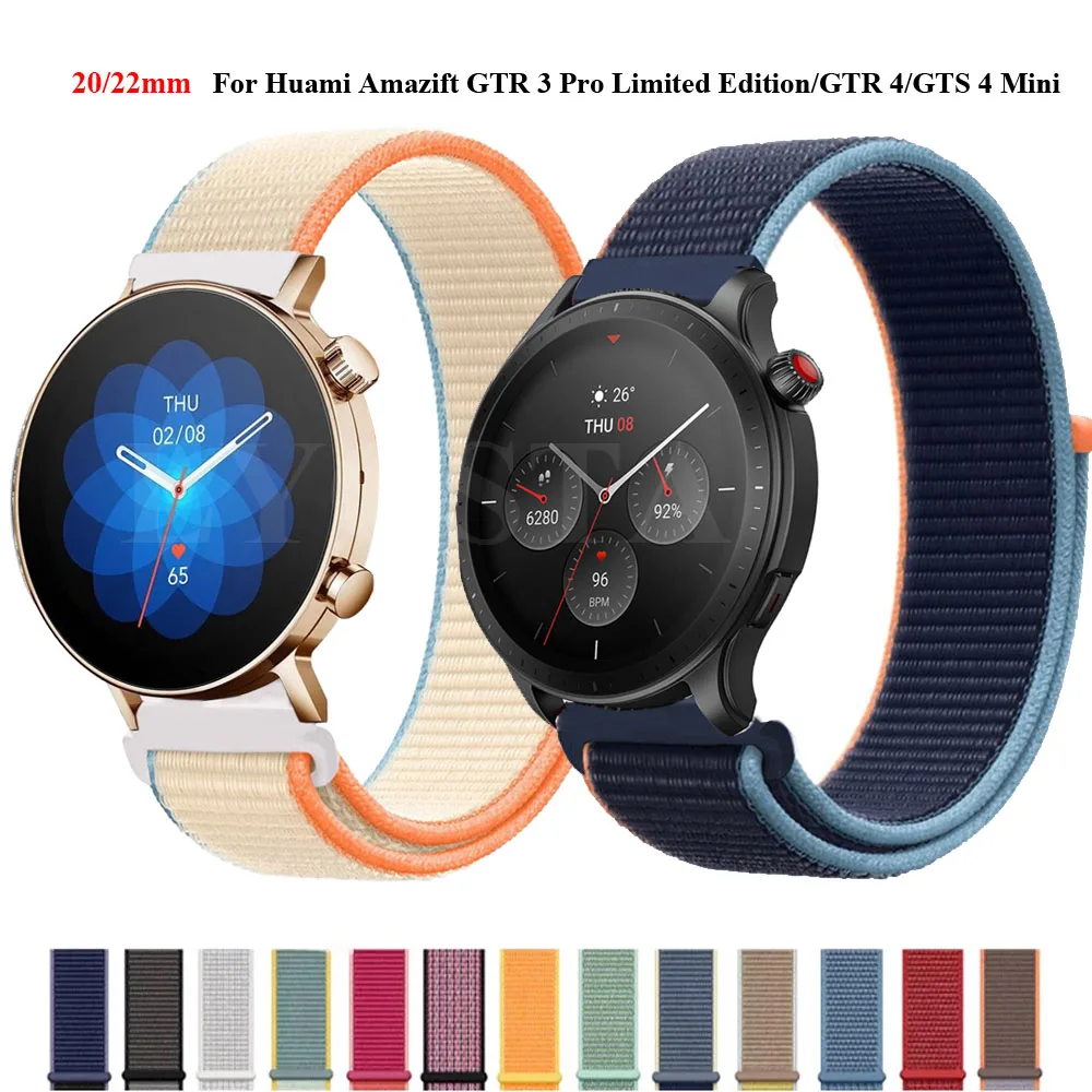 22/20mm Nylon Band For Huami Amazfit GTR 3 Pro Limited Edition Bracelet For Amazfit GTR 4/42 47mm/GTS 4 Mini/Bip 3/S/U Pro Strap