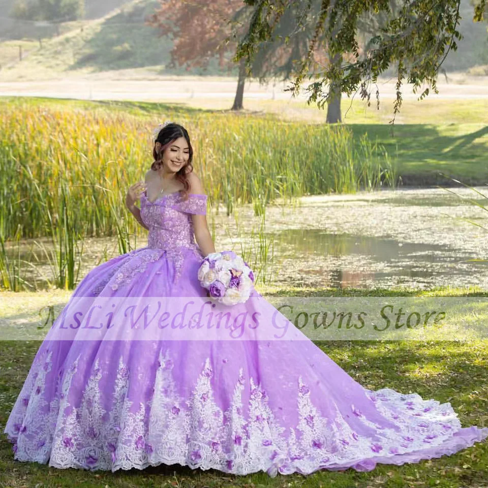 

Vestidos 15 Year Quinceanera Dresses Sweetheart Appliques Princess Ball Gown Birthday Party Purple Prom Dress For Sweet 16 Girls