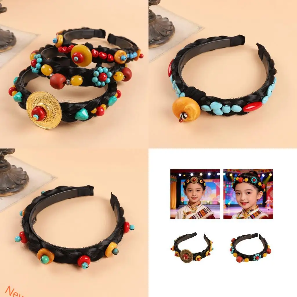 

Этнический аксессуар для волос, подходящий детям, ручной работы с бирюзой и янтарем LXAD