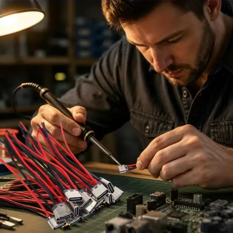 Cable USB C Tipo-C de 2 Pines para Soldar, Conector Tipo C Hembra a Prueba de Agua, Extensión de Cable de 2P para Soldar, para Reparación de Teléfonos y Proyectos DIY 6