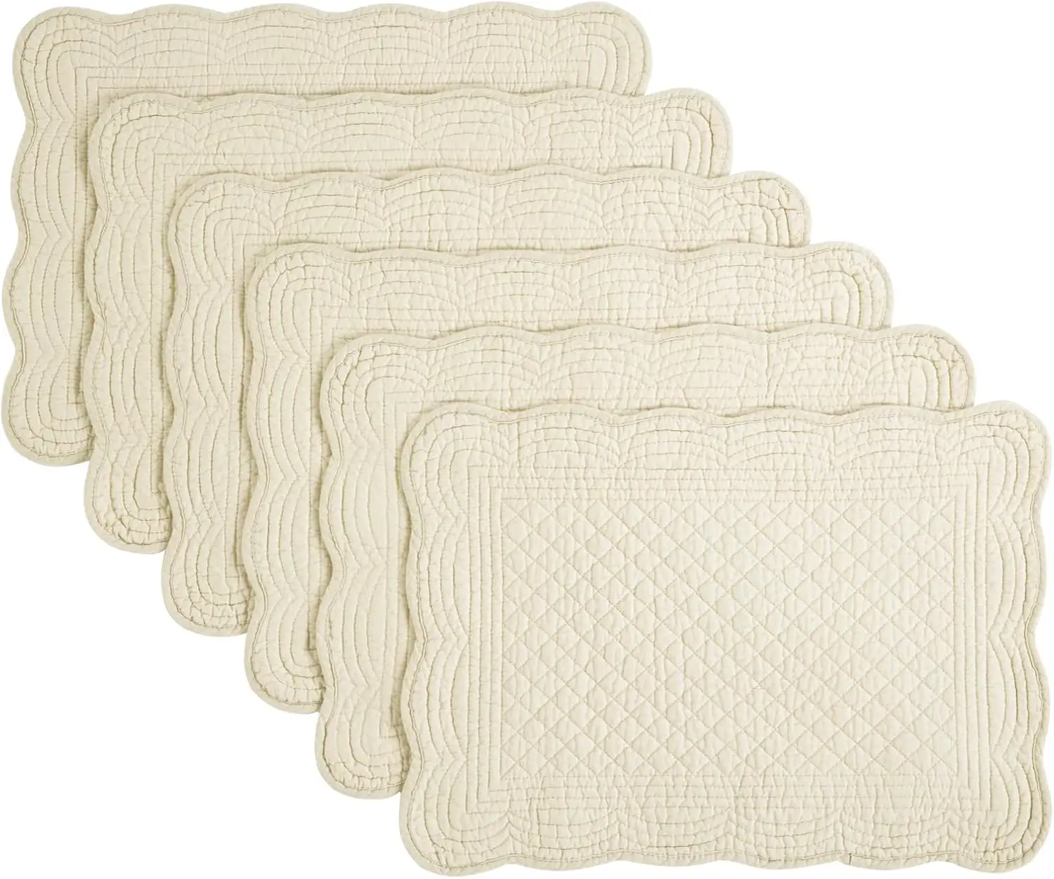 

Quilted Placemats Set of 6 Washable-13x18 inches Rectangular Placemats for Kitchen Table-100% Cotton Fabric Rectangular Table Ma