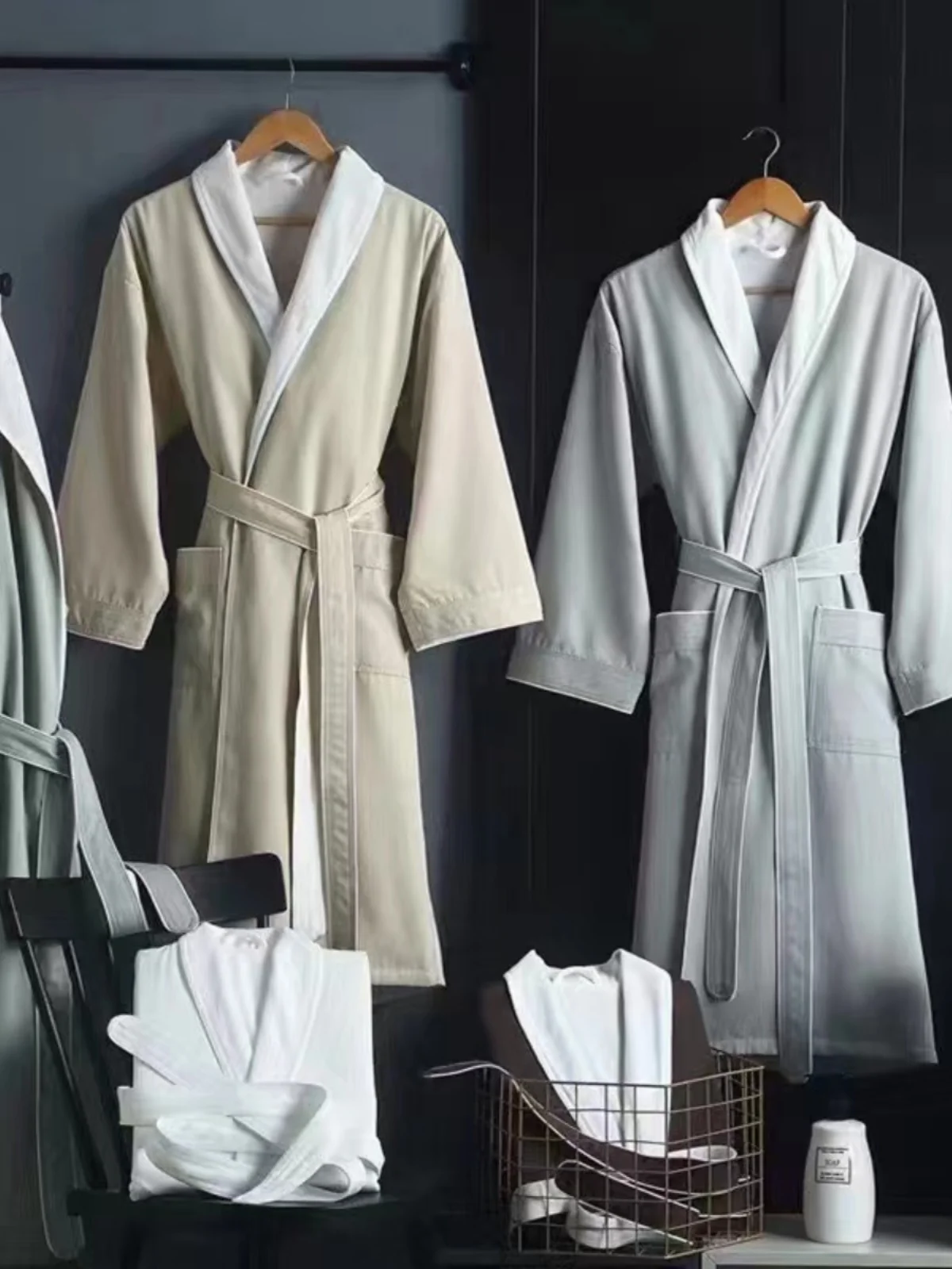 

Hilton Five Star Hotel Bath Robe Men Women Pure Cotton Absorbent Couple Spwear Long Qui Dry Home Textile Towel/Batobe