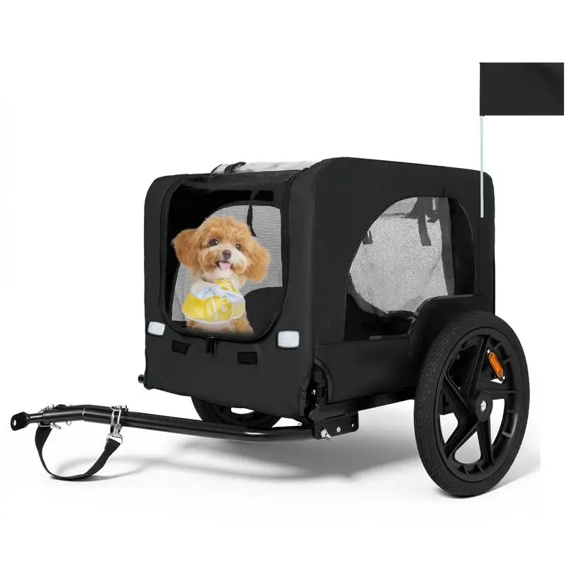 Remolque plegable para bicicletas para mascotas con ruedas todo terreno de 16" y enganche universal - Transportador plegable para perros/carga para bicicletas - Pesado