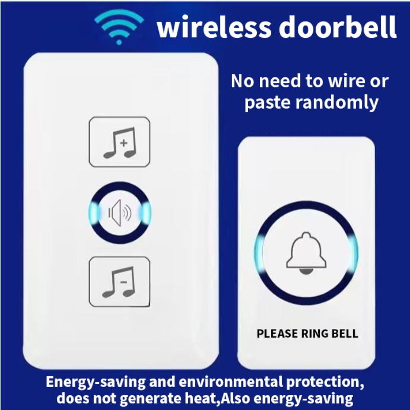  Upgraded Version One Drag One Music Remote Control Doorbell Adhesive Long-range High Sound Caller Smart Doorbell for Elderly Kid 