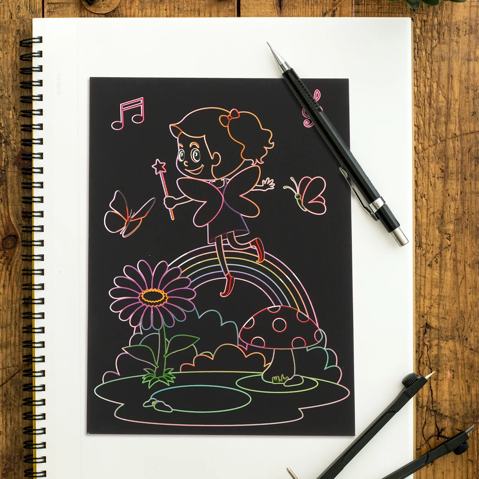 

1Set Scratch Painting Cards for Kids Creative DIY Art Activity Set Safe Premium Scratch Art Craft Kit Family Party