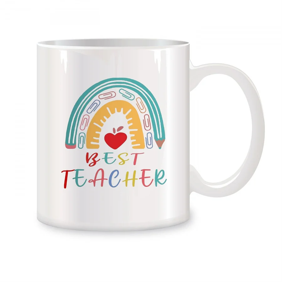 

Teacher's Day Mugs For Best Teacher from Students Birthday Gifts Novelty Coffee Ceramic Tea Cups White 11 oz