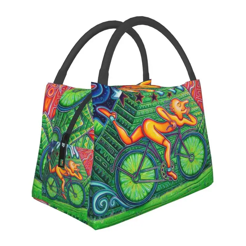 

Custom Albert Hoffman LSD Bicycle Day Lunch Bag Women Warm Cooler Insulated Lunch Boxes for Picnic Camping Work Travel