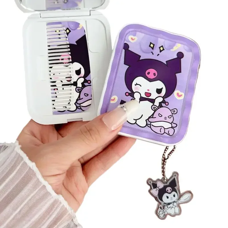 

1pc Sanrio Hello Kitty Kuromi Handheld Folding Makeup Mirror Cartoon Cute Student Small Mirror Portable Makeup Mirror Comb