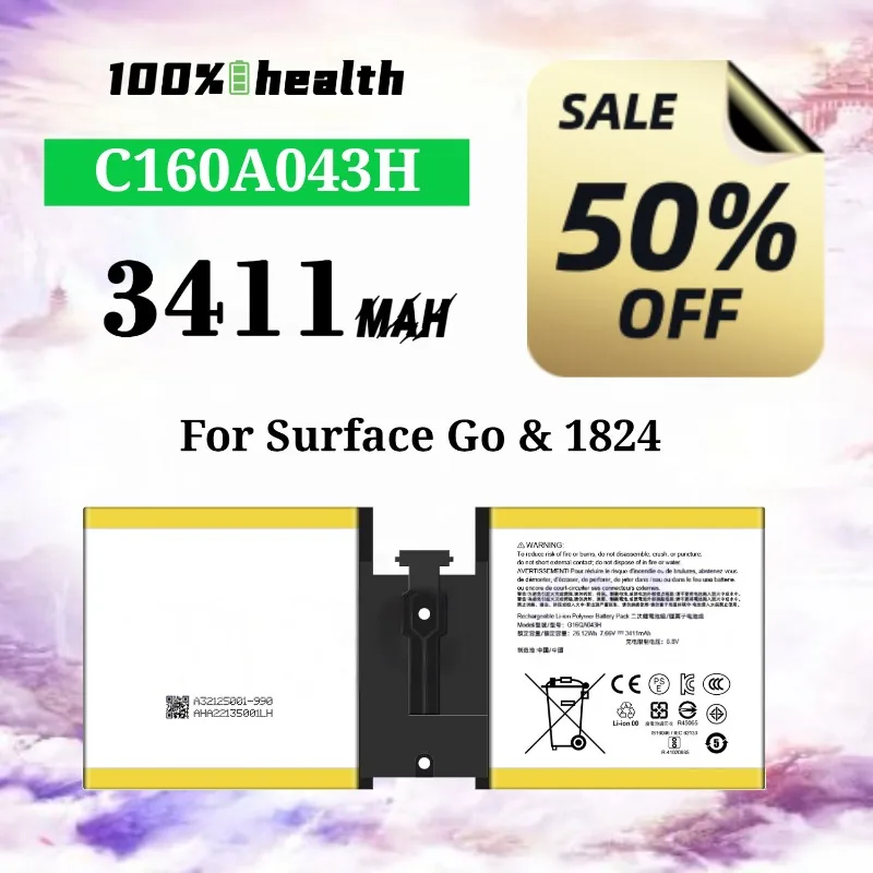 

G16QA043H 3411mAh Laptop Battery for Microsoft Surface Go/1824 Lithium Rechargeable Battery
