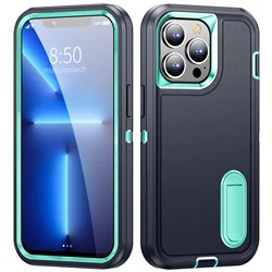 Heavy Armor Shockproof Defend Phone Case For iPhone 11 12 13 14 15 16 17 Pro Max 7 8 Plus SE 2022 Xs XR Plastic TPU Back Cover