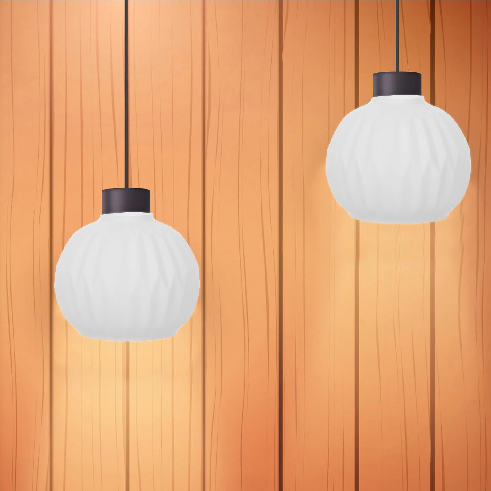 

Replacement Glass Lamp Shade E27 150mm Milky White Striped Round Milk Glass Pendant Light Fixture Cover Modern Lighting