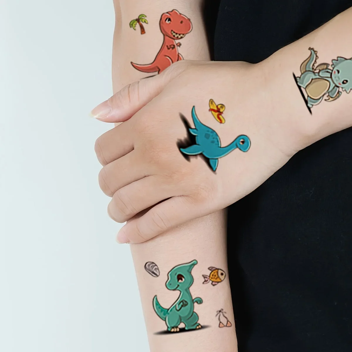 10pcs/set Dinosaur Temporary Tattoos for Kids Boys Teens Fun T-Rex 3D Fake Face Tattoo Sticker for Children Hands Party Favor