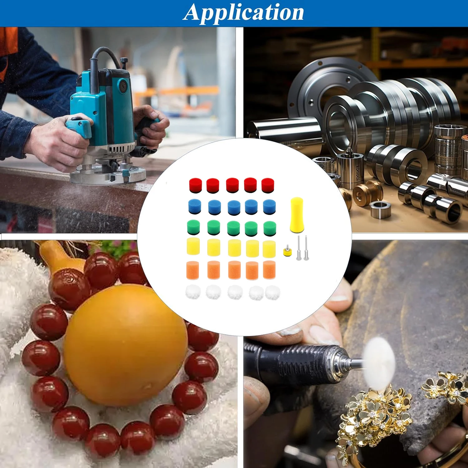 1 بوصة 25 مللي متر مجموعة لوحة تلميع صغيرة 34 قطعة مع كتلة الصنفرة اليدوية وسادة الصوف ووسادة دعم لتلميع معدن السيارة والخشب