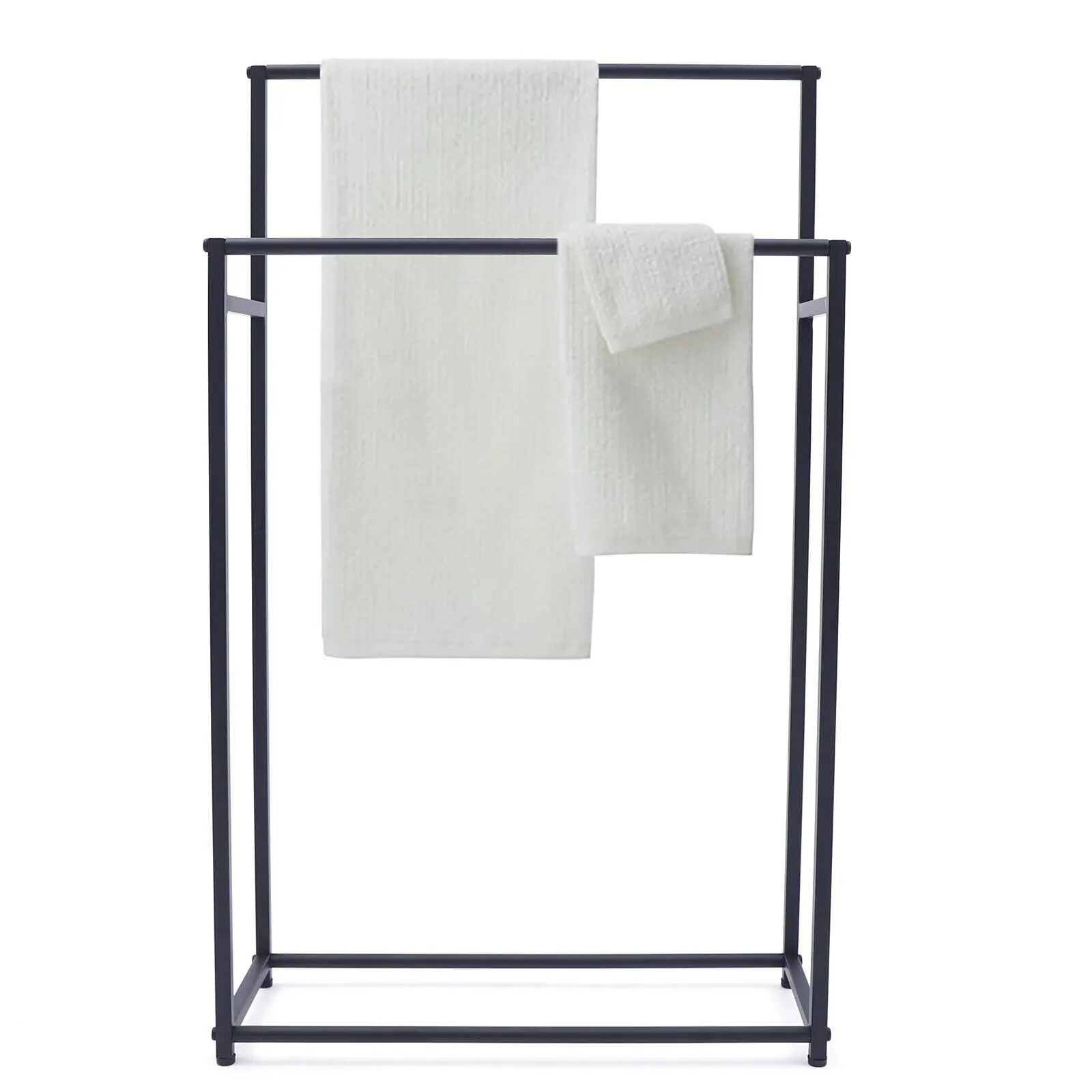 Metal Freestanding Towel Holder 2-Tier Towel Organizer Stand Bathroom Towel Rack