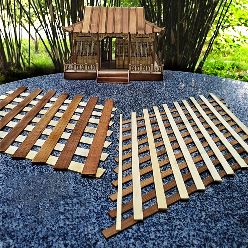 50Pcs Original Carbon Flower Color Flat Bamboo Wood Strip Handmade Diy Woven Blue Chair Small Wooden House Material Decoration